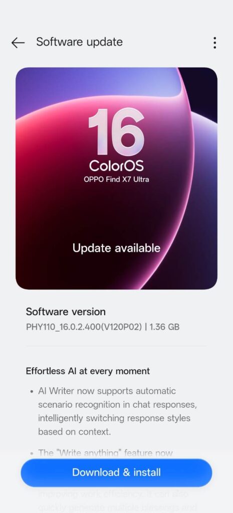 OPPO Find X7 Ultra ColorOS 16