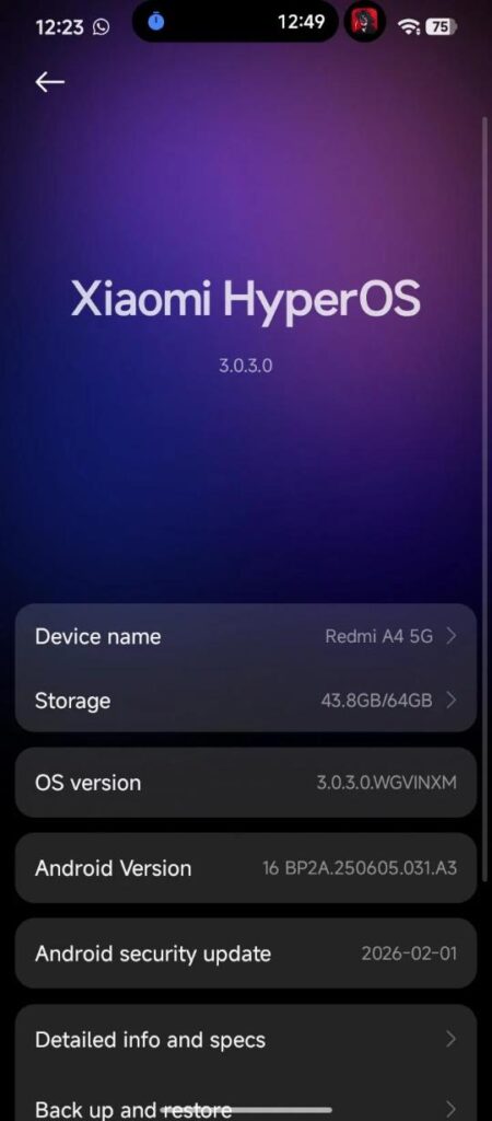 Redmi A4 5G HyperOS 3 update