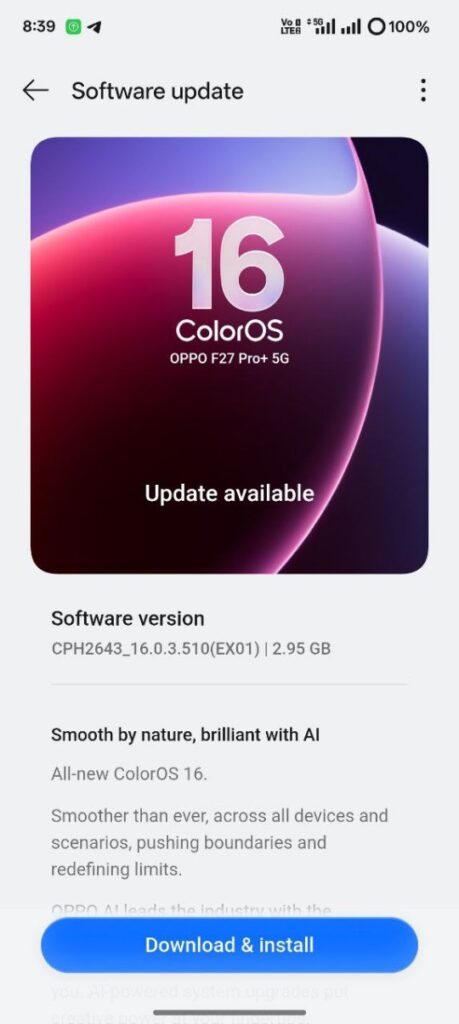 OPPO F27 Pro Plus 5G ColorOS 16 